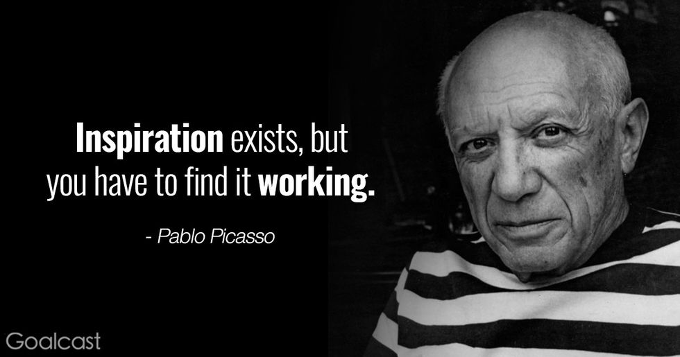 Pablo Picasso quotes - inspiratione exists, but you have to find it working