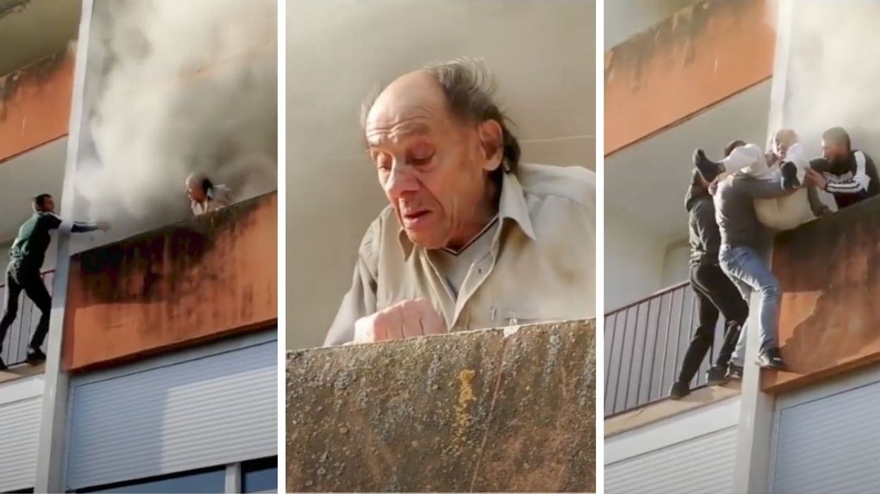 Two Friends Save an Old Man From A Deadly Fire By Climbing the Building