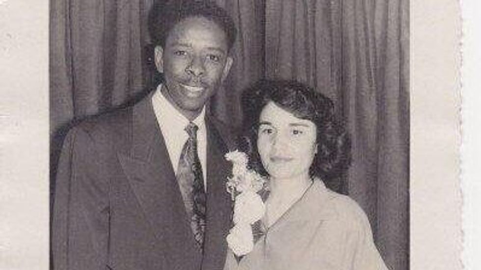 a Black man with a white woman