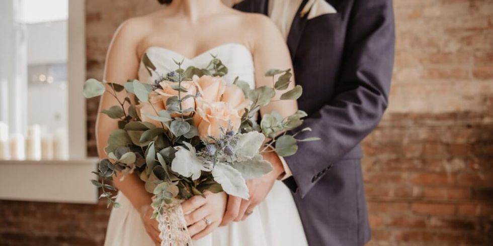 a couple at their wedding