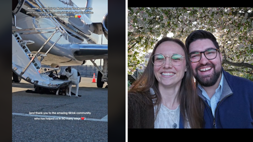 a plane and a woman with a man