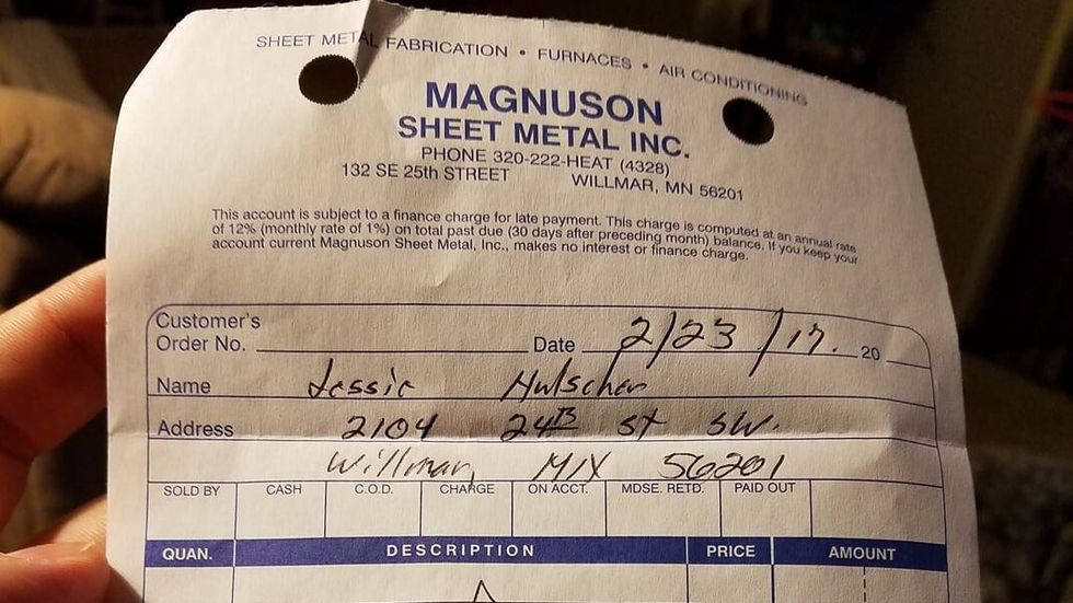 a receipt for services rendered