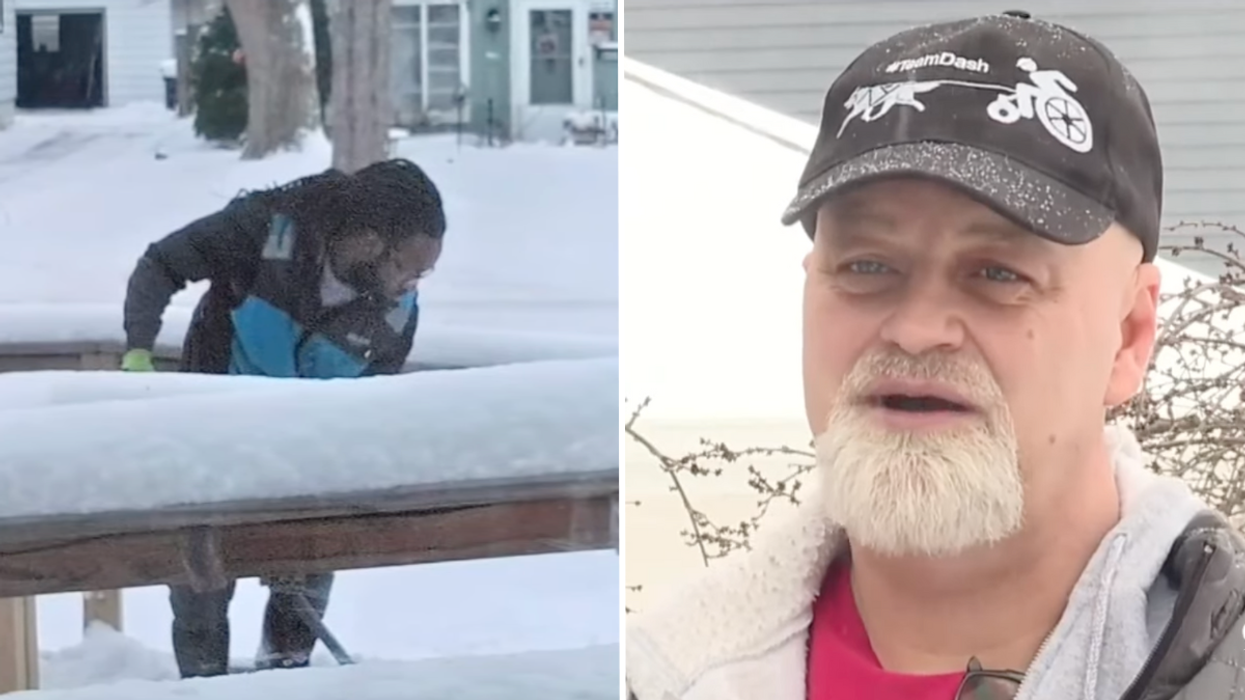 Man in Wheelchair Peers Outside - Sees Amazon Delivery Driver Doing Something Unexpected