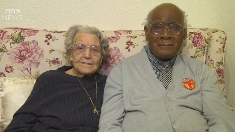 an elderly woman and an elderly man