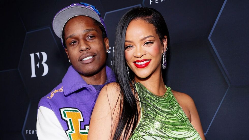 ASAP Rocky and Rihanna smiling