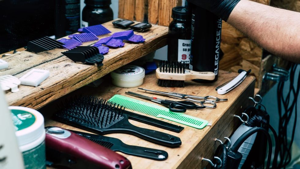 barber's tool placed on a table