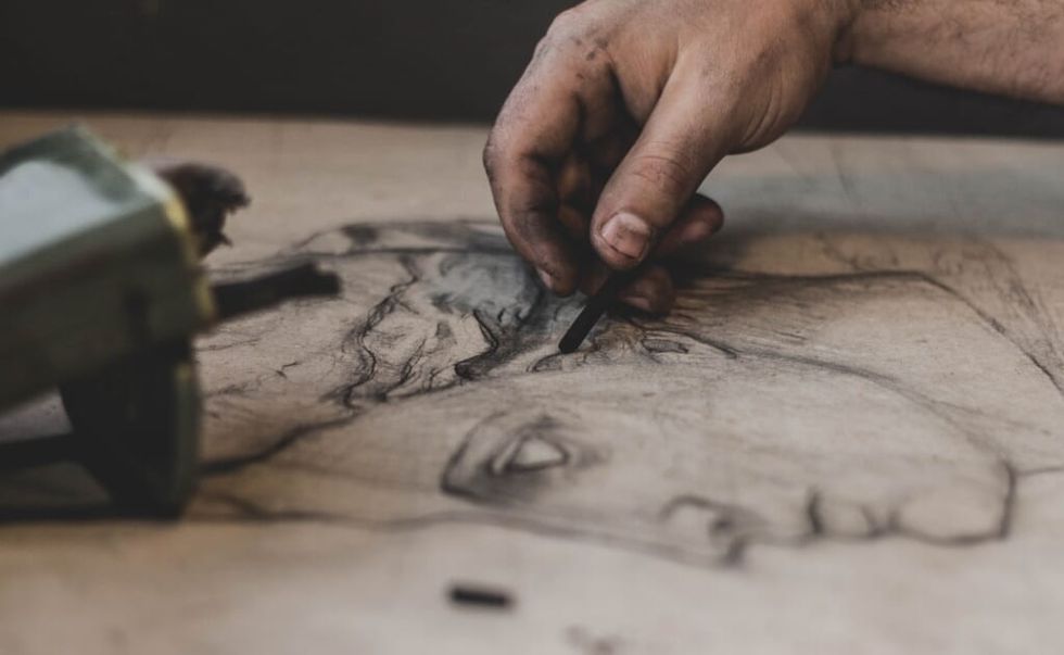 beautiful artwork being worked on close up