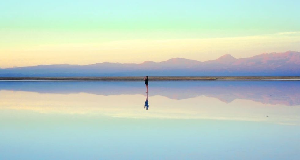 beautiful blue and green sky