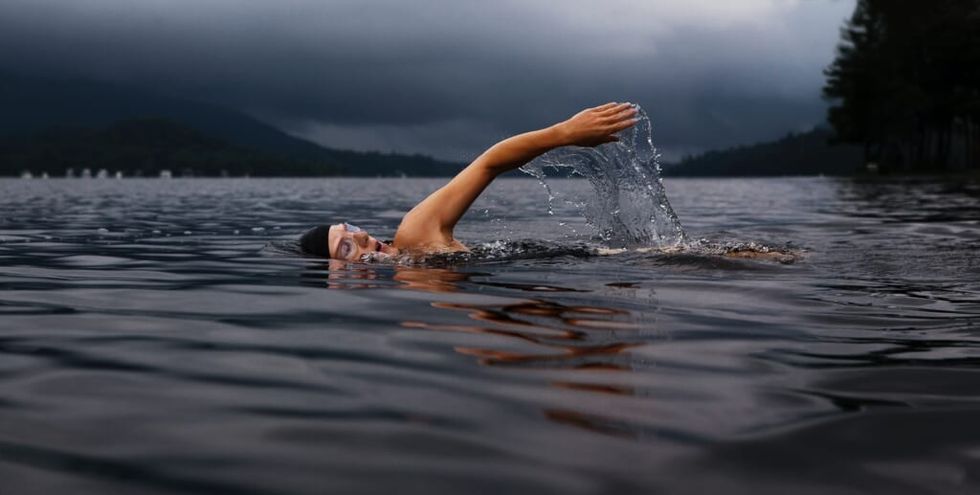 beautiful shot of person swimming
