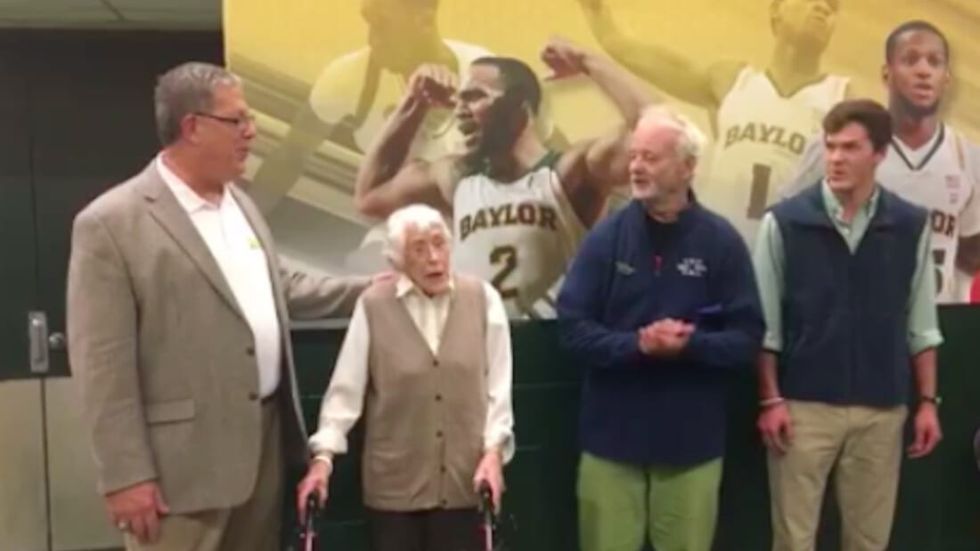 Bill Murray serenading 94-year-old Grandma Wible.