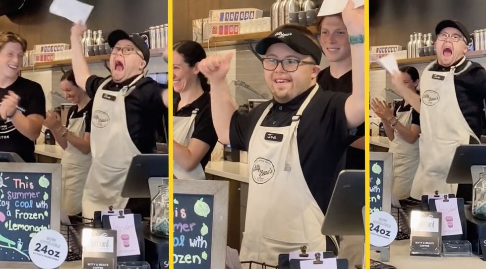 Heartwarming Moment Shows Employee's Infectious Joy After Receiving His First Paycheck Ever (VIDEO)