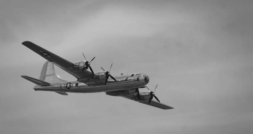 black and white airplane retro