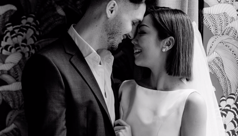 black and white picture of married couple