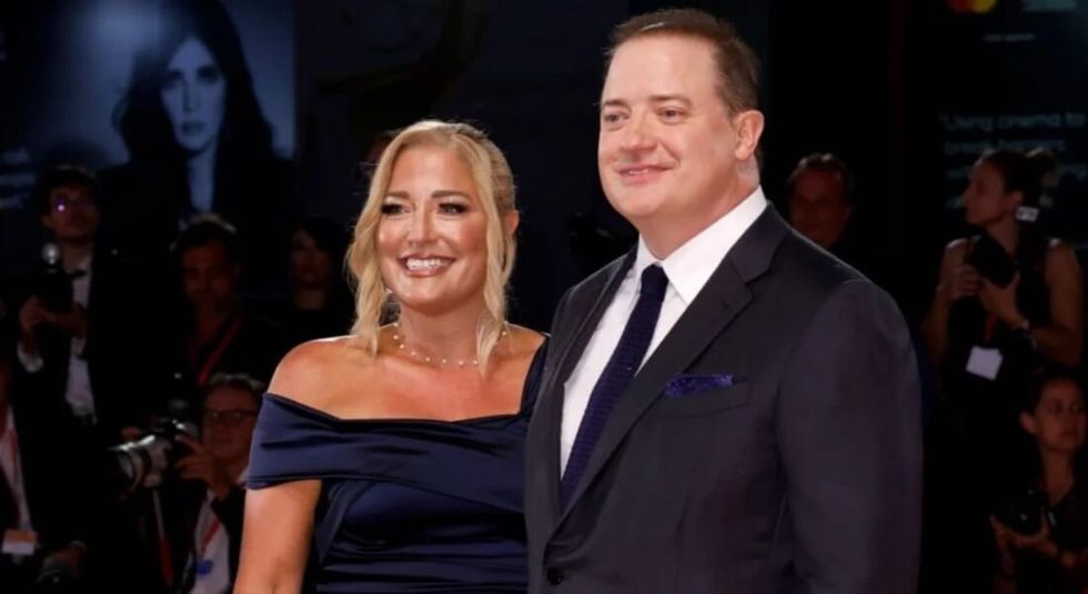 Brendan Fraser steps out with girlfriend Jeanne Moore.