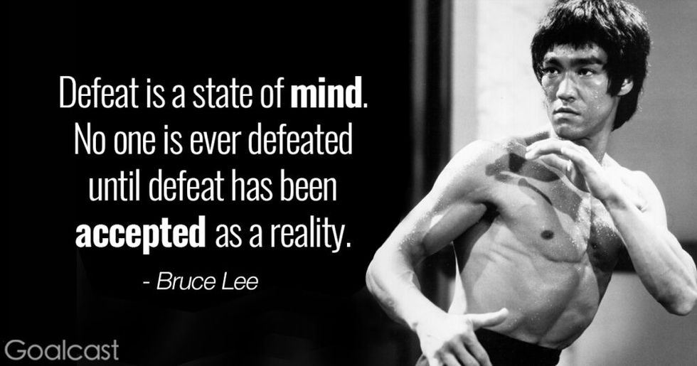 Bruce Lee quote - Defeat is a state of mind