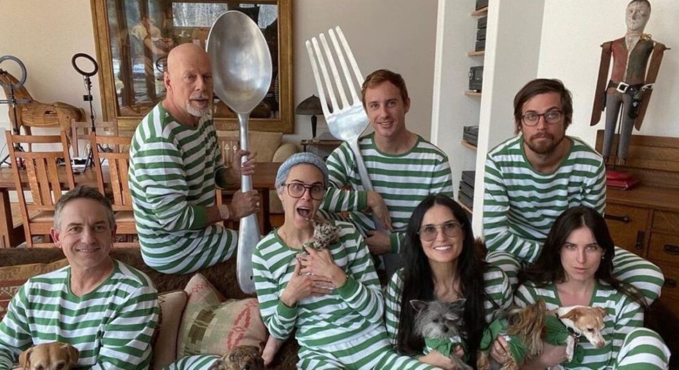 Bruce Willis Demi Moore and family on Christmas morning.