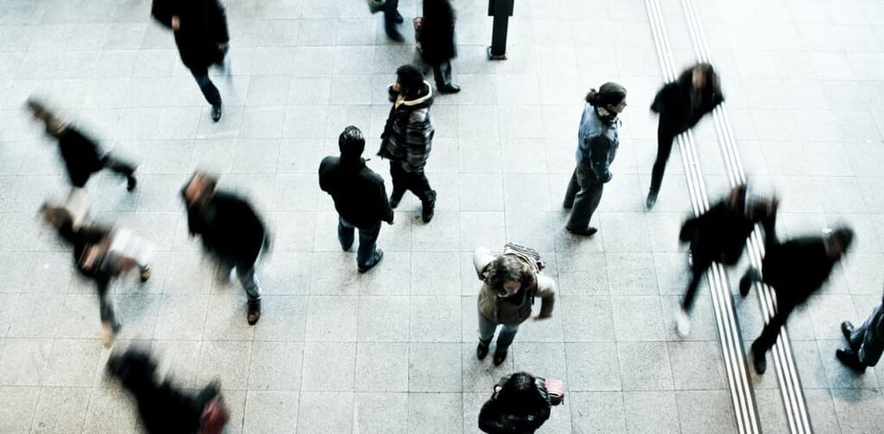 busy terminal people moving