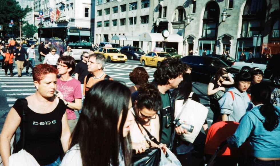 chaotic sidewalk sunny day