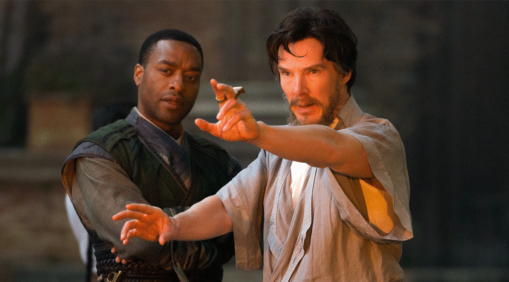 Chiwetel Ejiofor as Mordo and Benedict Cumberbatch as Stephen Strange in Doctor Strange (2016)