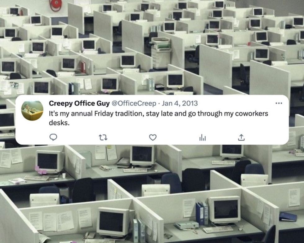 Creepy Office Guy Uses Twitter Afterhours