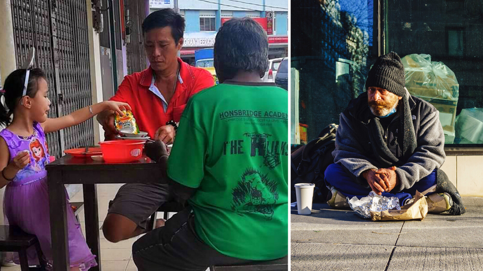 Dad and Daughter Notice a Hungry Homeless Man Watching Them Eat - Then They Do Something Incredible
