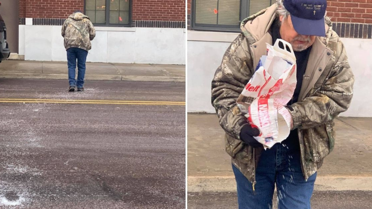 Dad Salts Road At His 38-Year-Old Daughter's Workplace So She Doesn't Fall