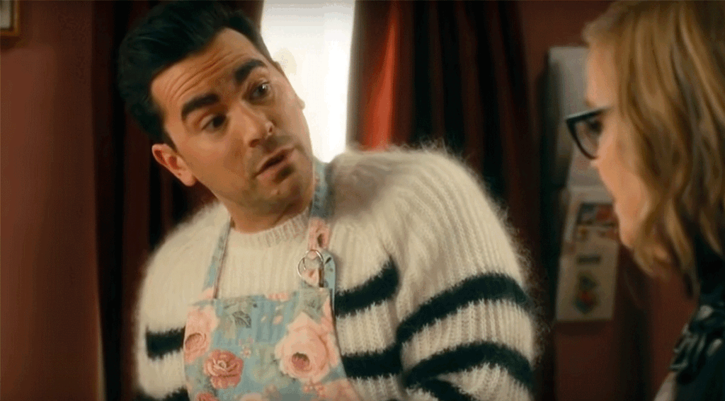 Daniel Levy as David Rose and Catherine O'Hara as Moira Rose on Schitt's Creek