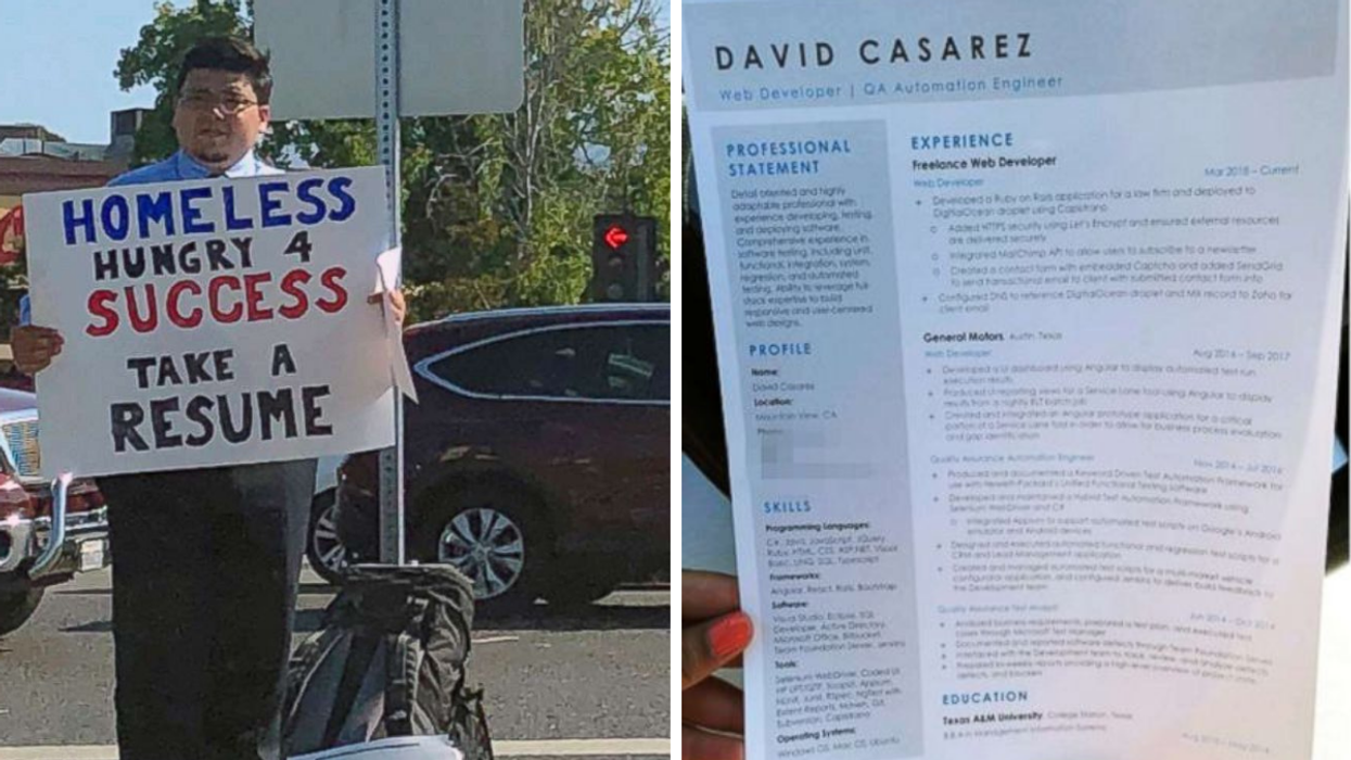 Homeless Man Hands Out Resumes On The Street And Gets Hundreds Of Job Offers