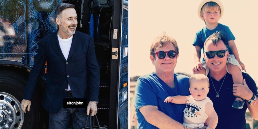 David Furnish looks at his family with Husband Elton John
