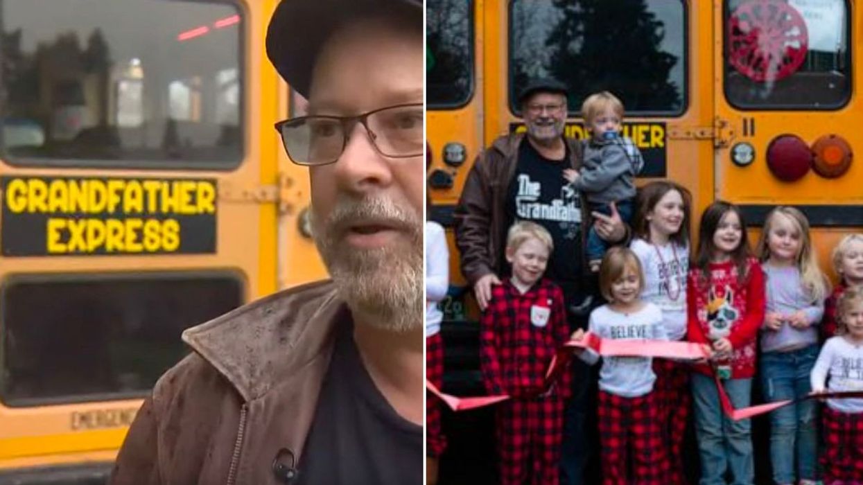 Grandfather Wishes He Could Spend More Time With His Ten Grandkids - So He Buys a School Bus to Drive Them to School Each Day