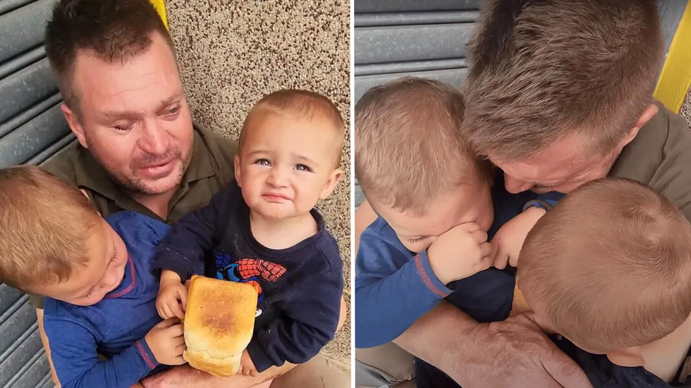 Poor Dad Crying on the Street Holds His Kids and a Loaf of Bread - Then a Stranger Who Notices Him Asks One Simple Question