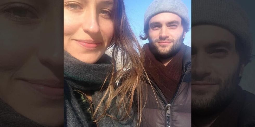 Domino Kirke and Penn Badgley selfie