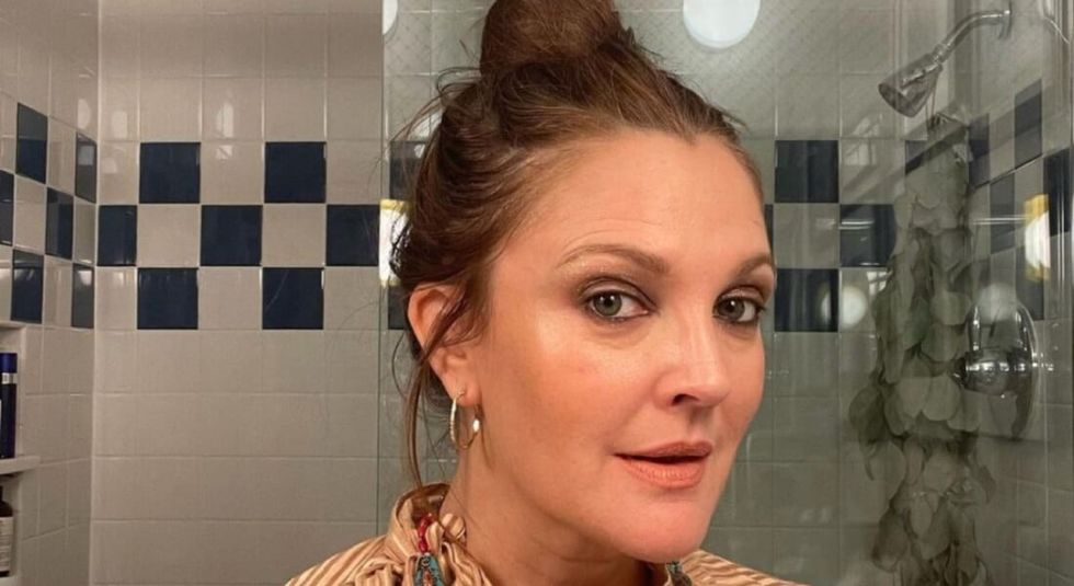 Drew Barrymore Instagram selfie in the mirror.