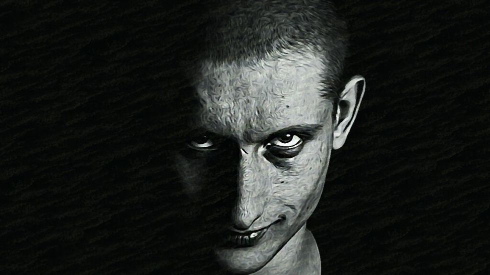 Eerie greyscale image of face