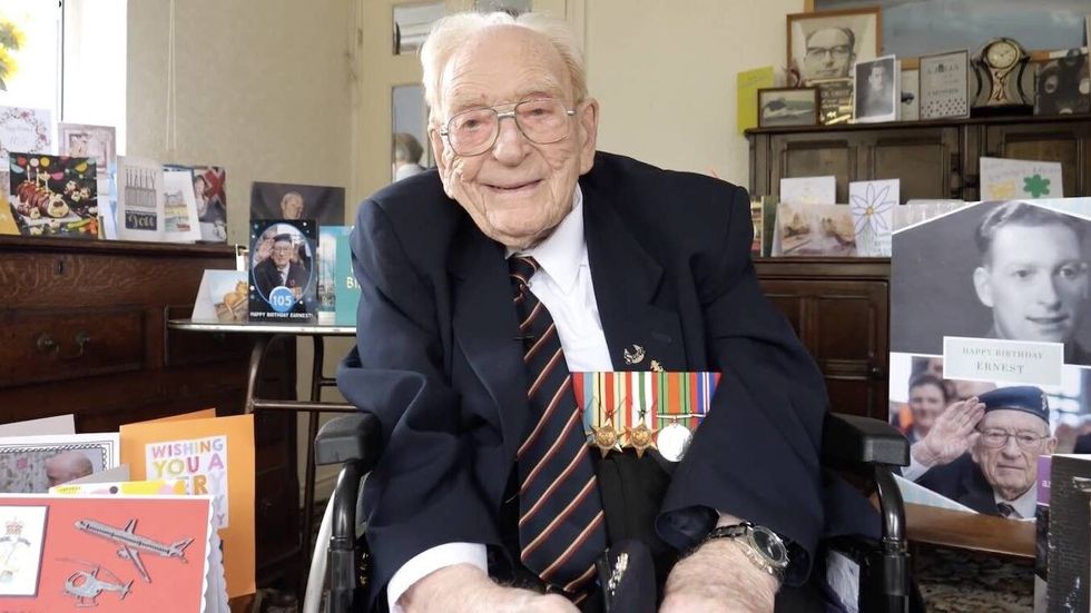 elderly veteran with many birthday cards