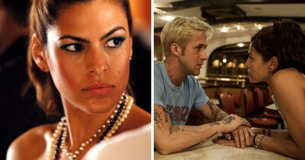 Eva Mendes looking at herself with Ryan Gosling