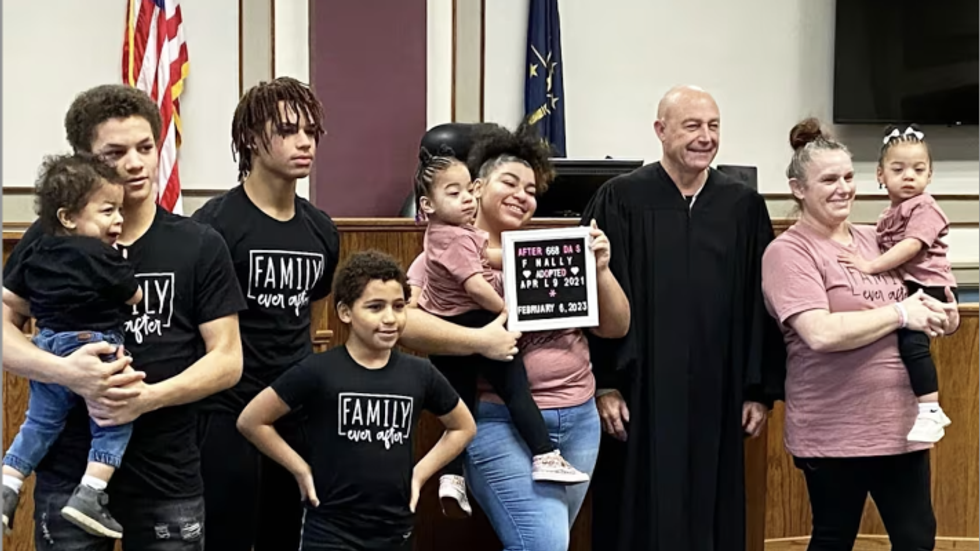 family in a courtroom