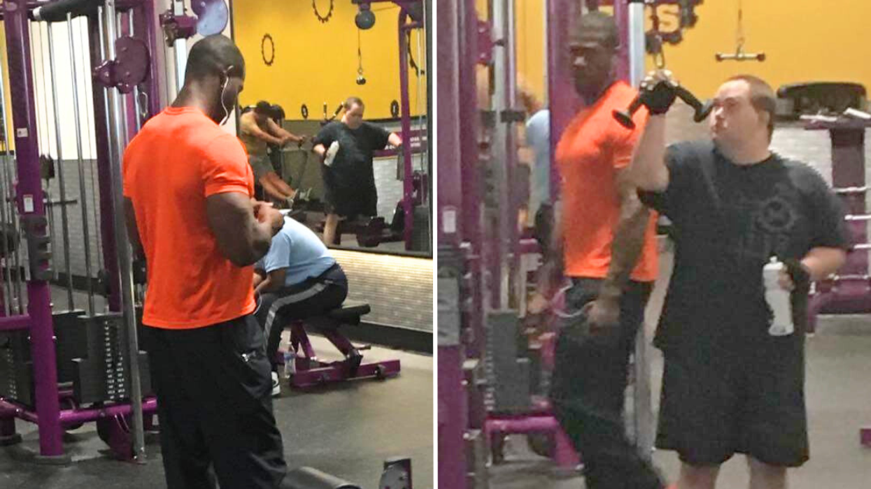 Man With Special Needs Continuously Goes up to a Buff Stranger at Gym - Firefighter Takes Secret Photos of His Response