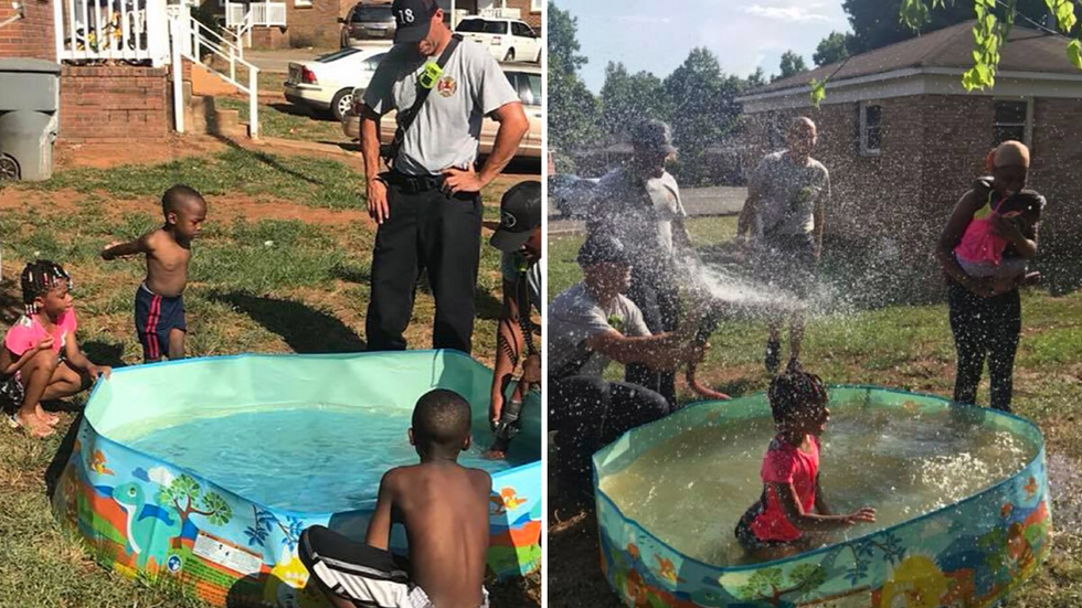 Mom 'Desperately' Fills Kiddie Pool With Pots of Water on Hot Summer Day - Gets Unexpected Help From Firefighters