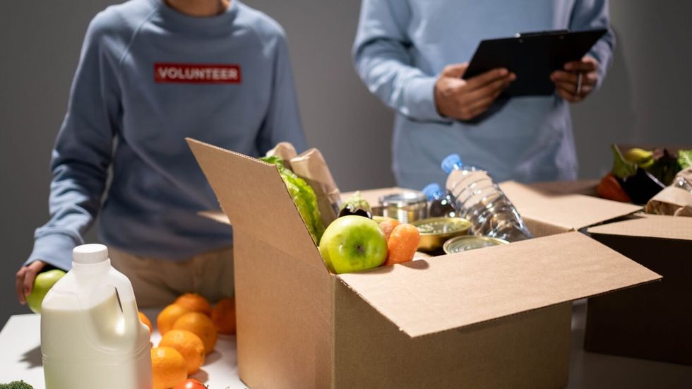 food and water in a carton
