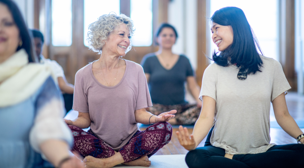 friends meditating
