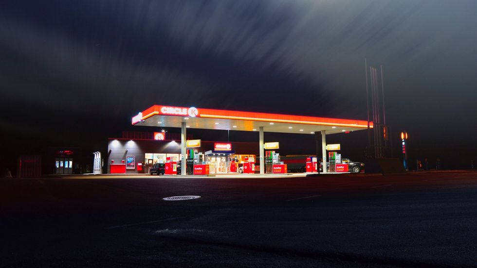 gas station at night