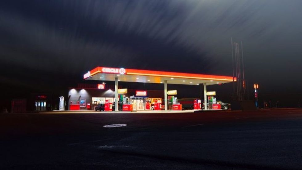 gas station at night