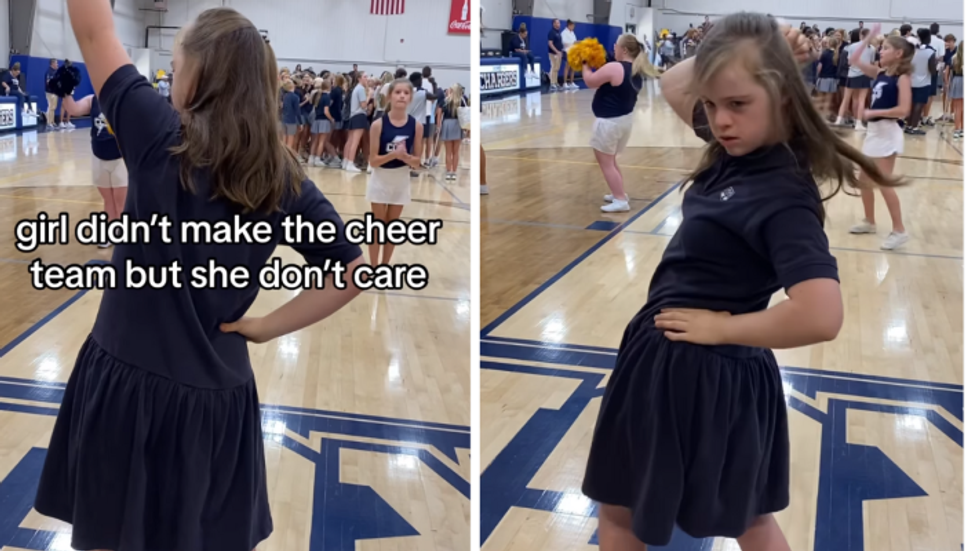 girl with Down syndrome cheering