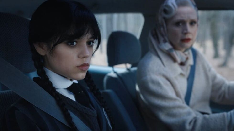 Gwendoline Christie and Jenna Ortega in Wednesday