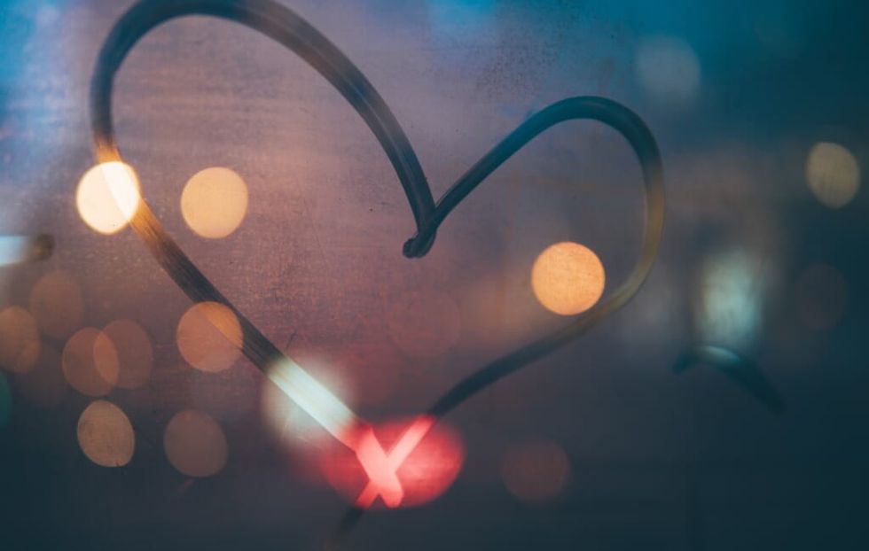 heart drawn in a window