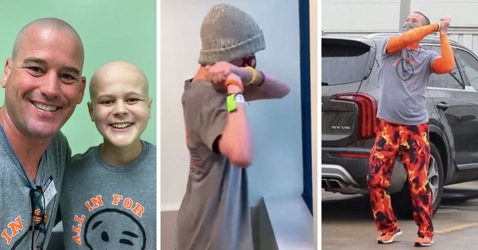 Dad Dances Outside Hospital Window To Cheer Up Son During Cancer Treatment