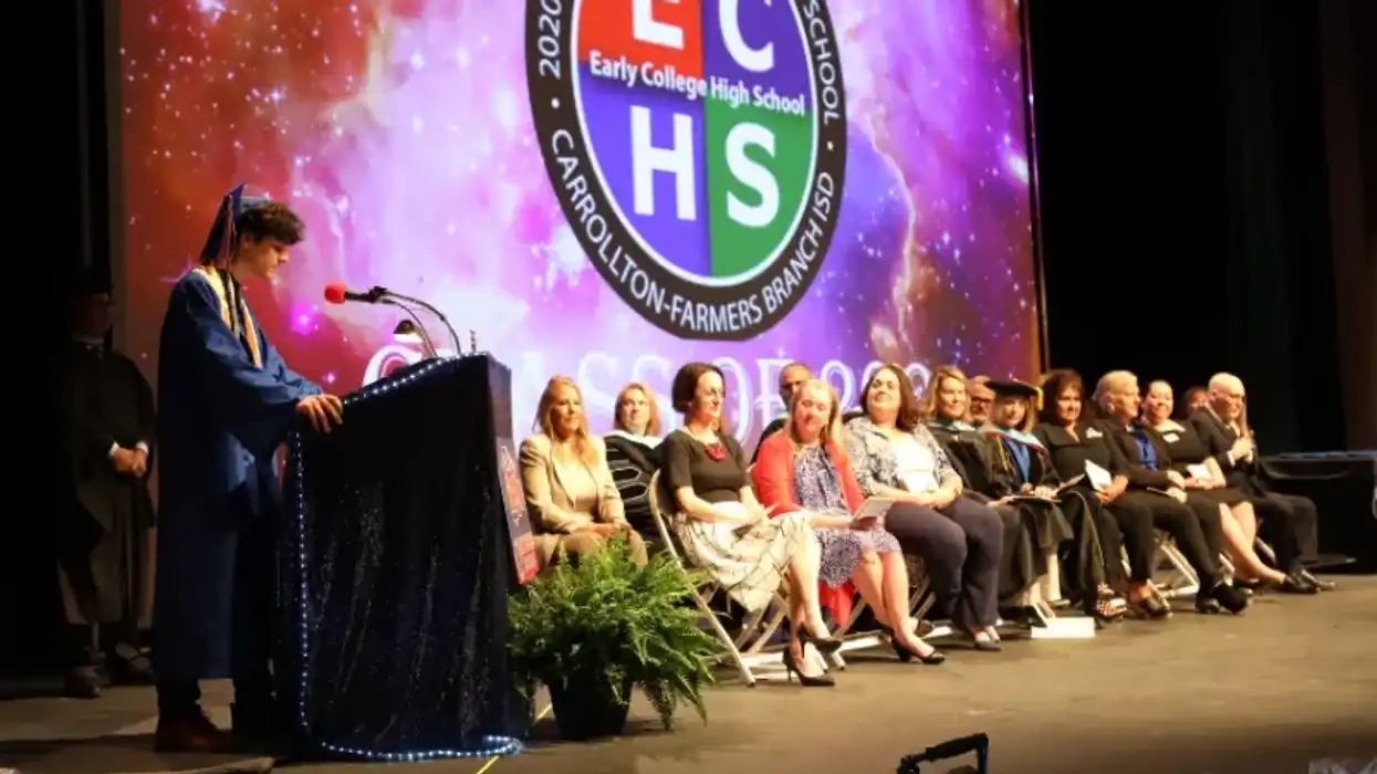 High school graduate Alem Hadzic delivering his valedictory speech.