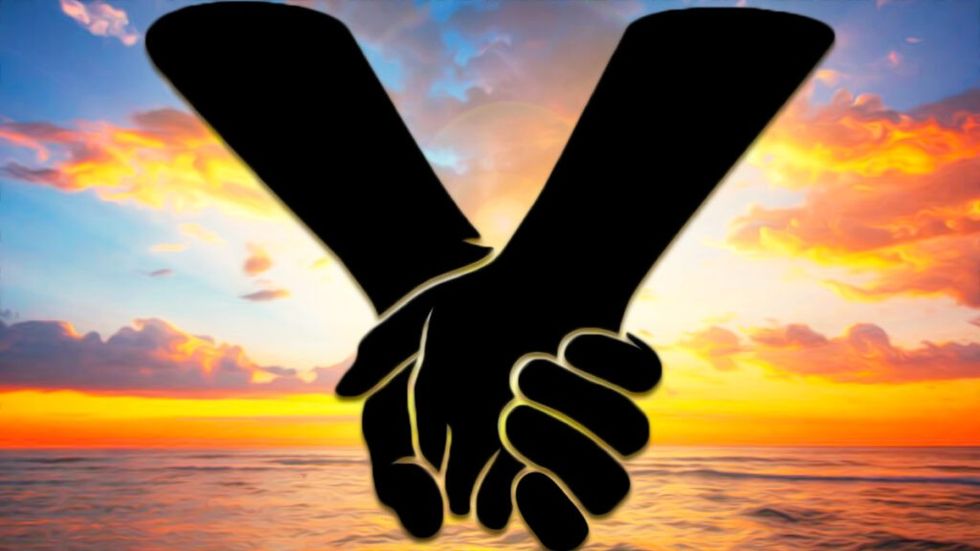 holding hands silhouette