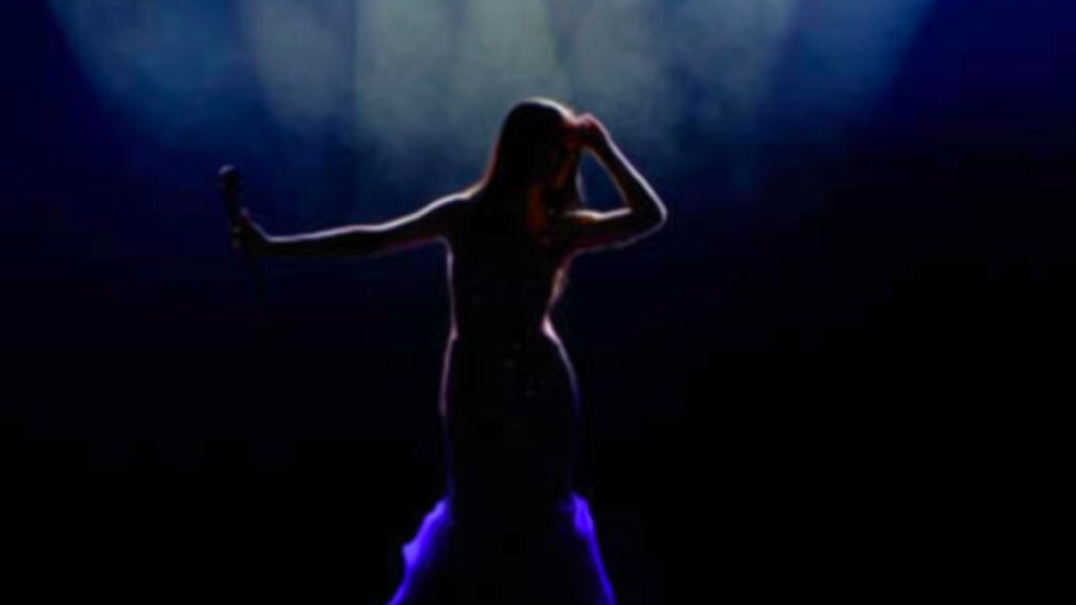 Hollywood star on stage silhouette